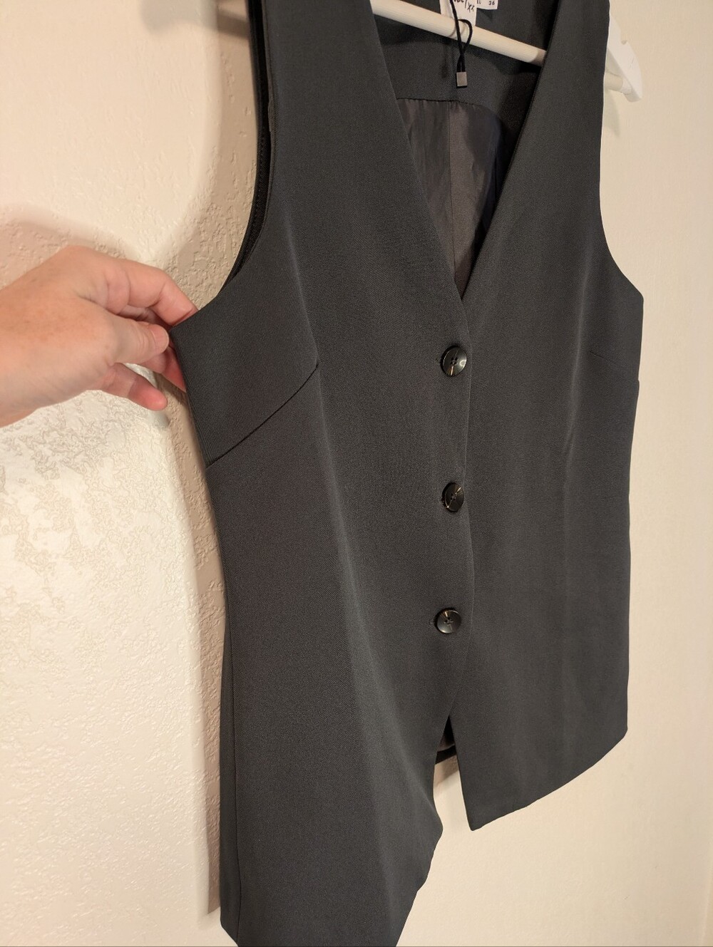Princess Polly Dark Gray Charcoal Tailored V-Neck Vest Waistcoat Size 4 - Picture 13 of 13